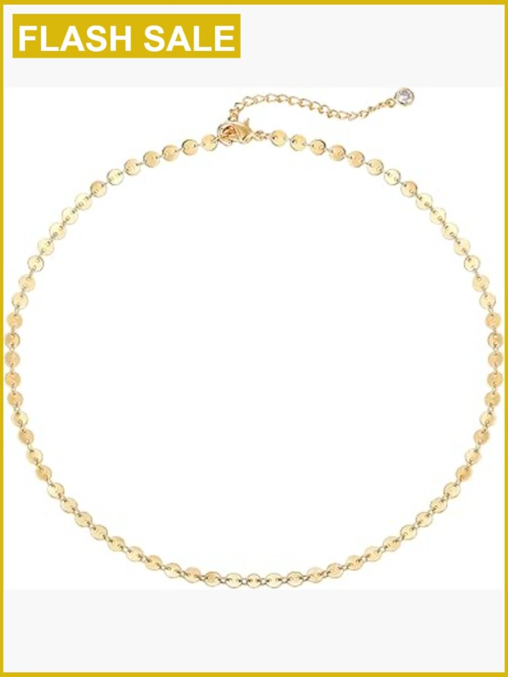 Dainty Gold Choker Necklace Coin Disc Figaro Layered Clavicle